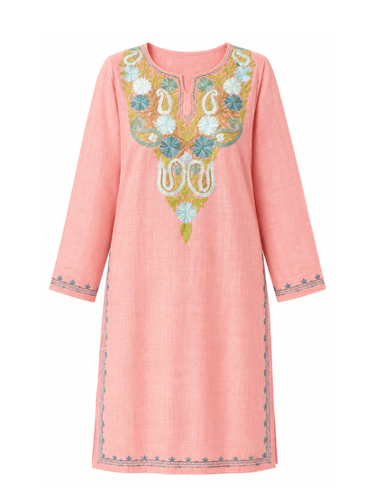 Kashmir Aari cotton Co-Ord Set | Rose Pink