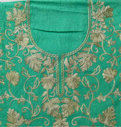 Kashmiri Botti Aari 2 Piece Unstitched Suit  |  Ocean Teal