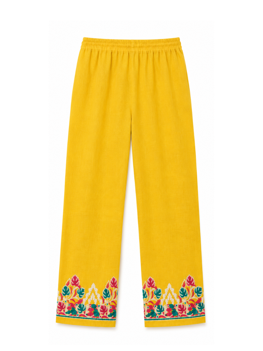 Noor : Aari embroidery summer Co-Ord Set | Gold