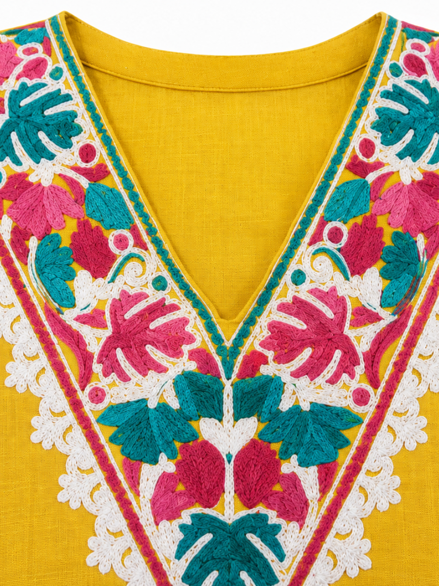 Noor : Aari embroidery summer Co-Ord Set | Gold