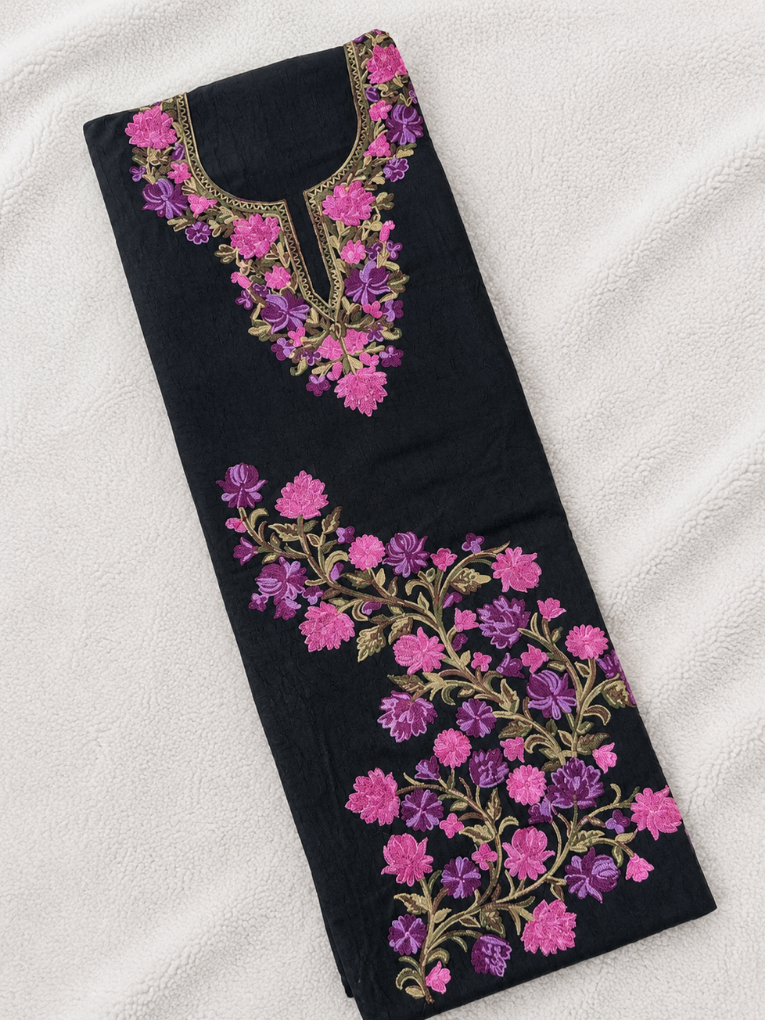 Gul Kashmiri Aari 2 Piece Unstitched Suit  |  Ebony