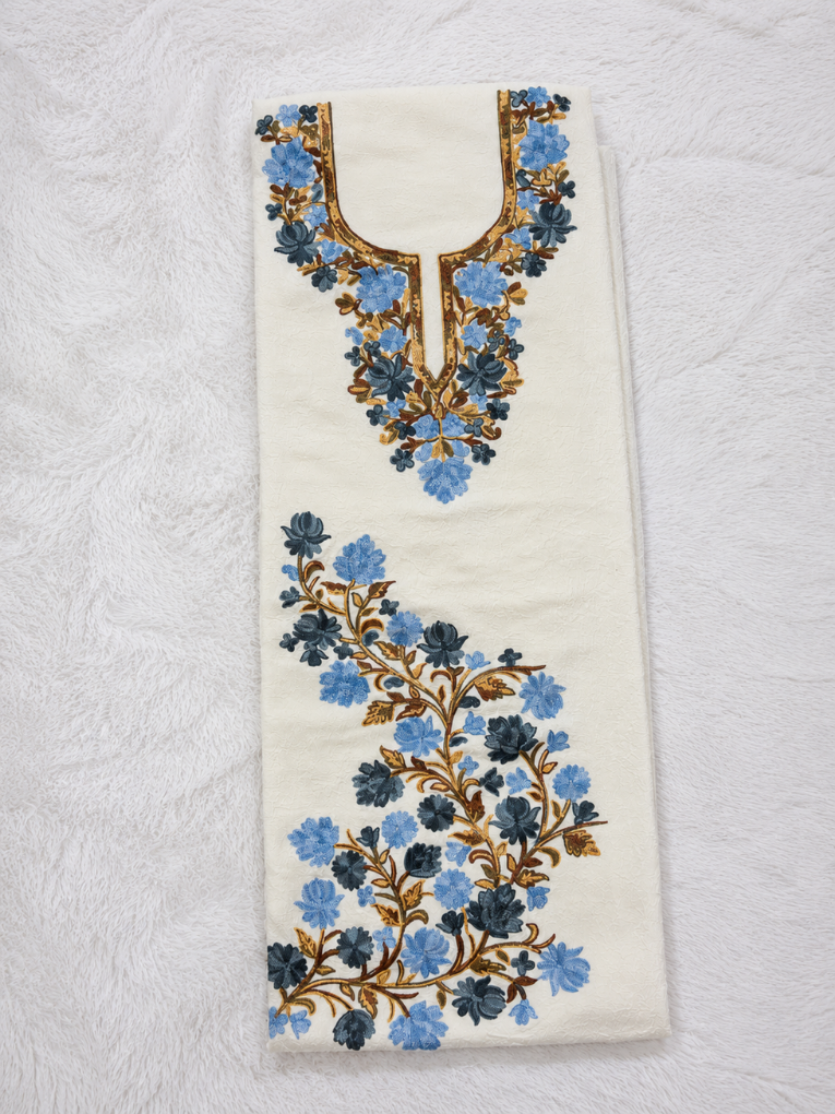 Gul Kashmiri Aari 2 Piece Unstitched Suit  |  Light Gray
