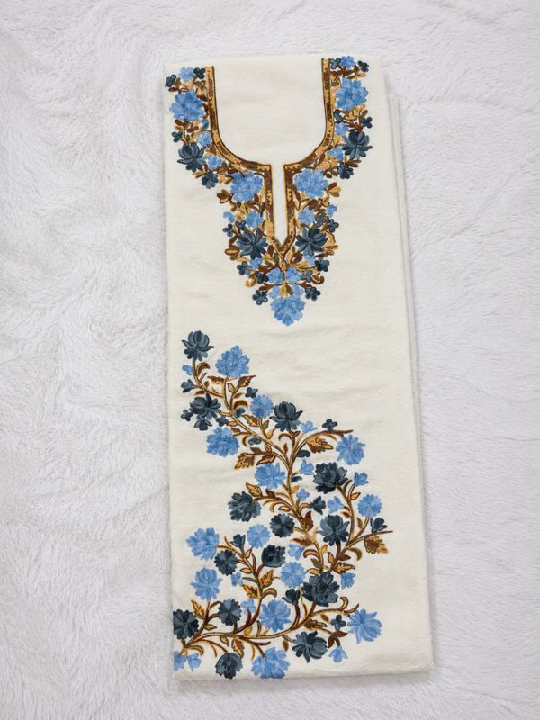 Gul Kashmiri Aari 2 Piece Unstitched Suit  |  Light Gray