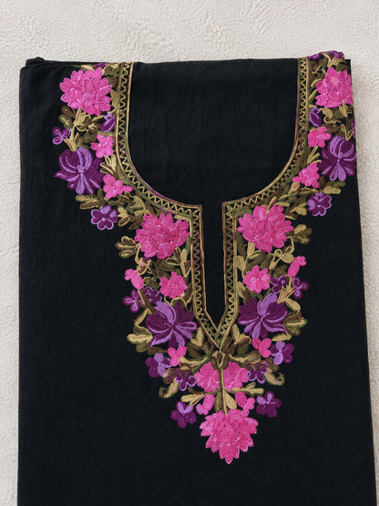 Gul Kashmiri Aari 2 Piece Unstitched Suit  |  Ebony