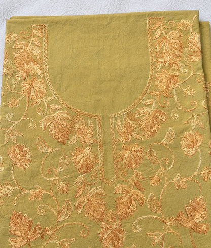 Kashmiri Botti Aari 2 Piece Unstitched Suit  | Tan