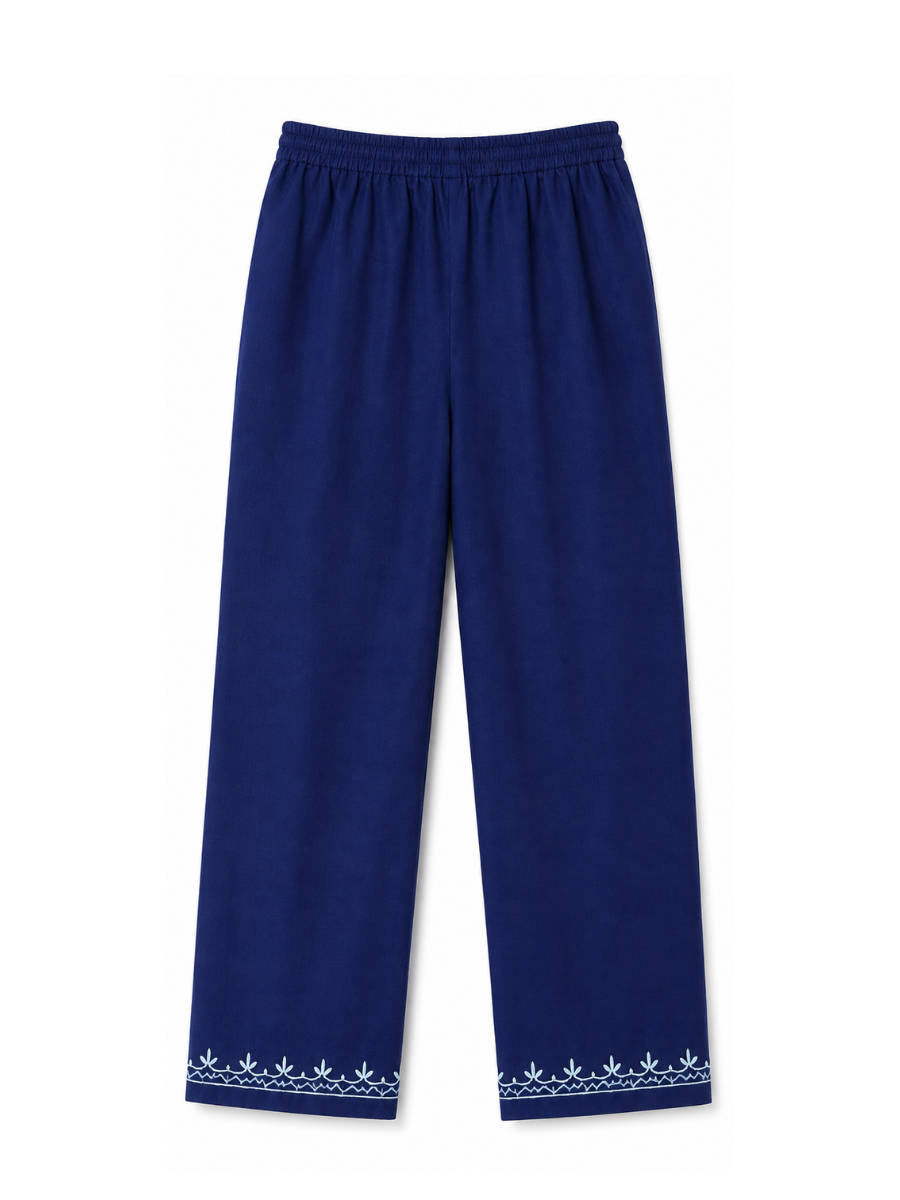 Kashmiri Manual Aari worked Cotton Co-Ord Set | Royal Indigo