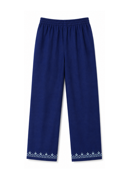 Kashmiri Manual Aari worked Cotton Co-Ord Set | Royal Indigo