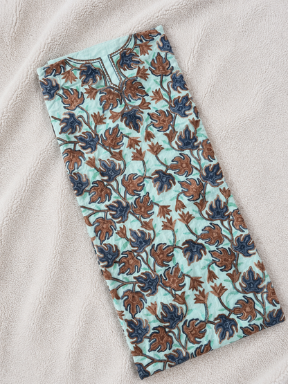 Chinar Motif Kashmiri Aari 2 Piece Unstitched Suit | Light Turquoise