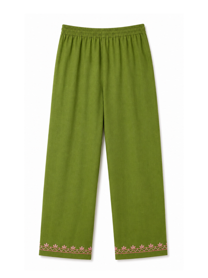 Kashmir Aari cotton Co-Ord Set | Dark Green
