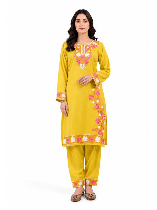 Noor : Aari embroidery summer Co-Ord Set | Gold