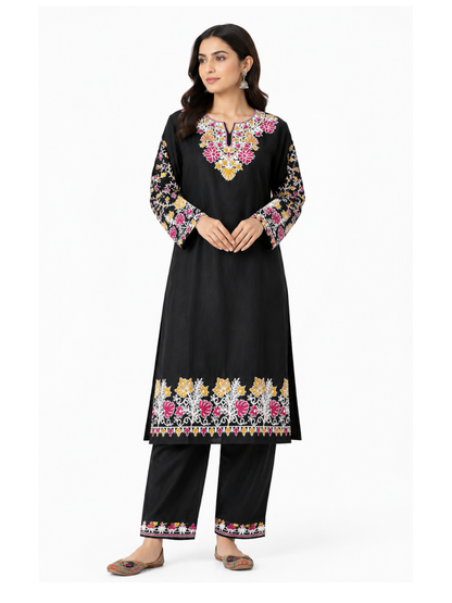 Kashmir Aari cotton Co-Ord Set | Ebony