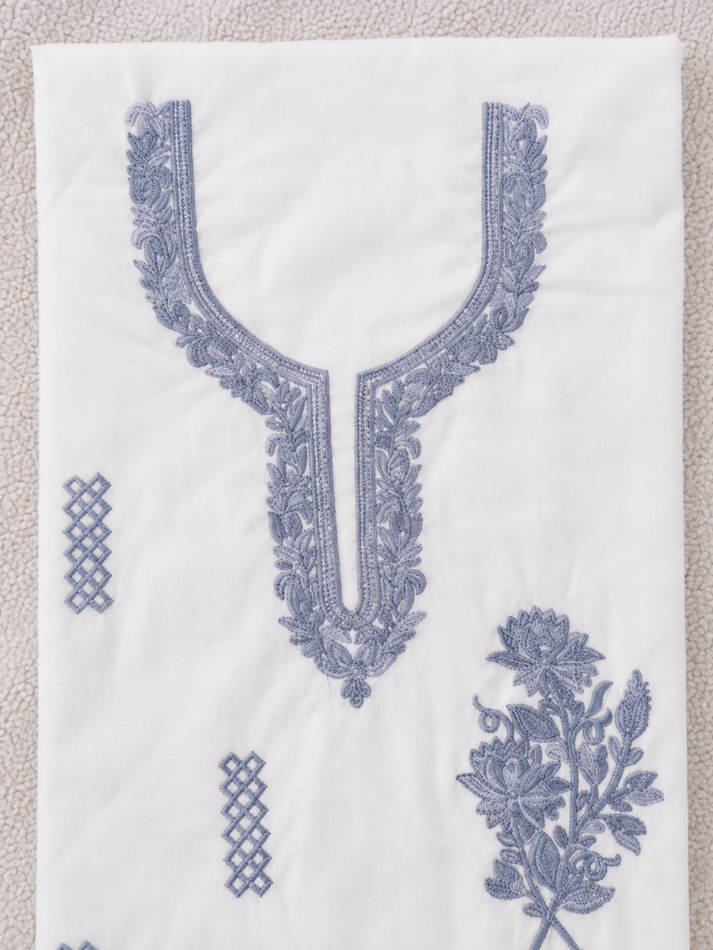 Gul Kashmiri Aari 2 Piece Unstitched Suit  |  Light Gray