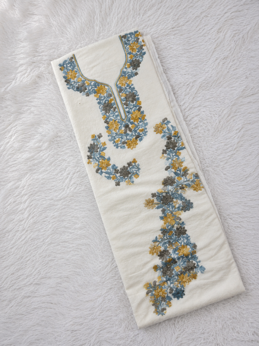 Gul Kashmiri Aari 2 Piece Unstitched Suit  |  Light Gray