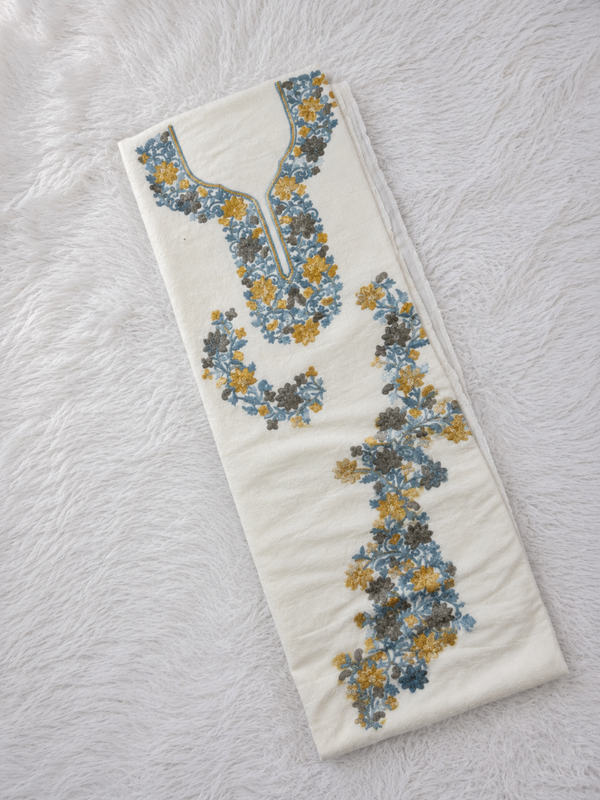 Gul Kashmiri Aari 2 Piece Unstitched Suit  |  Light Gray