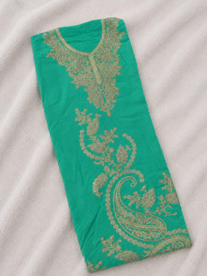Gul Kashmiri Aari 2 Piece Unstitched Suit  |  Ocean Teal