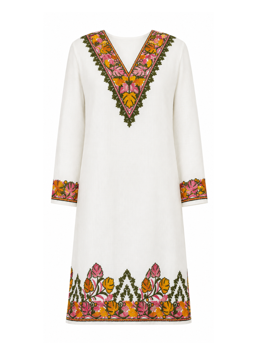 Noor : Kashmiri Aari embroidery summer Co-Ord Set | Light Gray