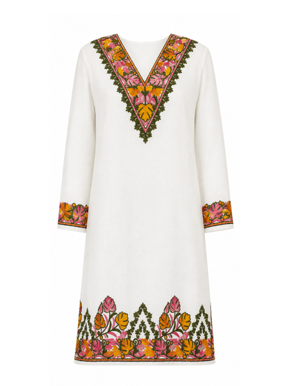 Noor : Kashmiri Aari embroidery summer Co-Ord Set | Light Gray