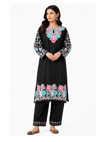 Kashmir Aari cotton Co-Ord Set | Ebony