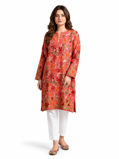 Noor : chinar embroidery summer kurti | Pink