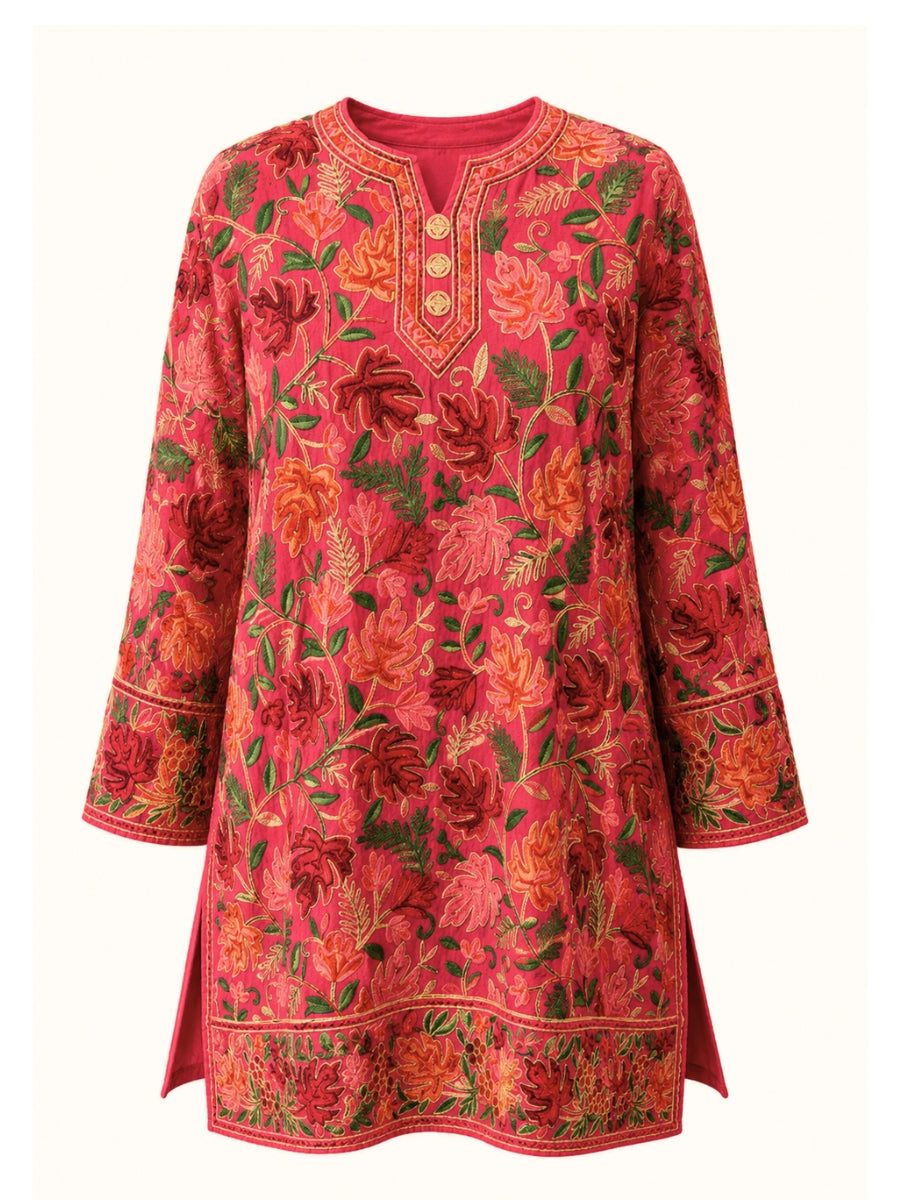 Noor : chinar embroidery summer kurti | Pink