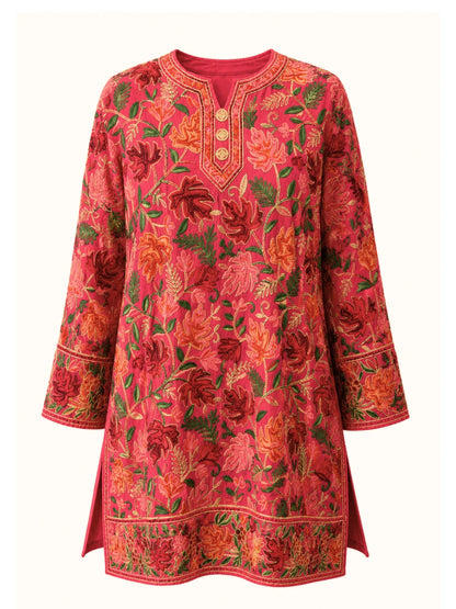 Noor : chinar embroidery summer kurti | Pink