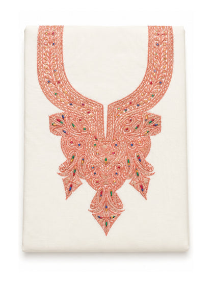 Kashmiri Botti Tilla 3 Piece Unstitched Suites | Off White