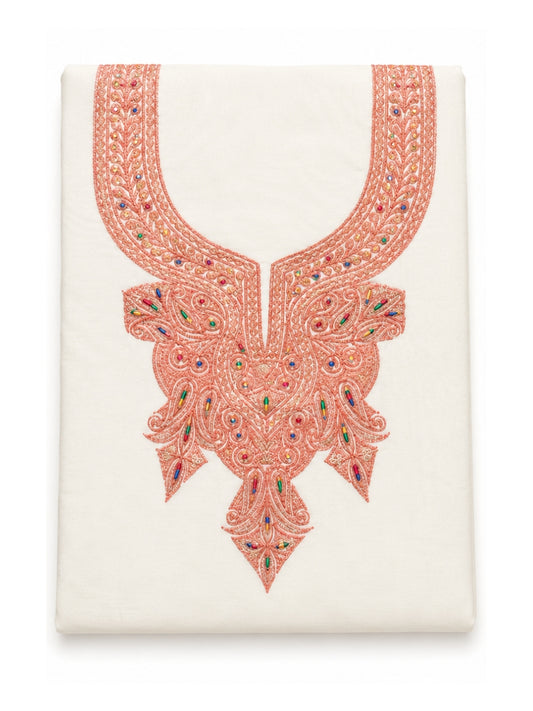 Kashmiri Botti Tilla 3 Piece Unstitched Suites | Off White