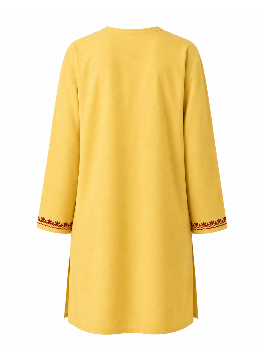 Noor : Aari Embroidery Summer Kurti |Light Yellow