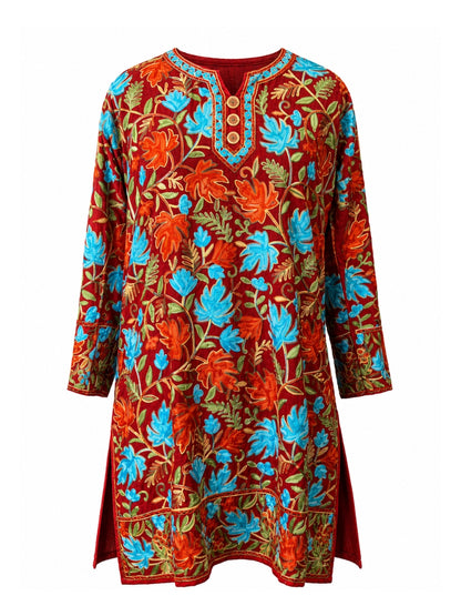Noor : chinar embroidery summer kurti | Brown