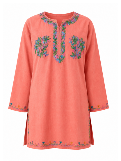Noor : Aari embroidery summer kurti | Rose Pink