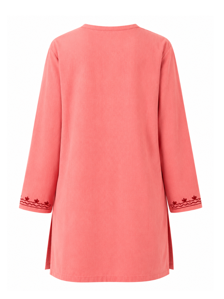 Noor : Aari Embroidery Summer Kurti | Rose Pink