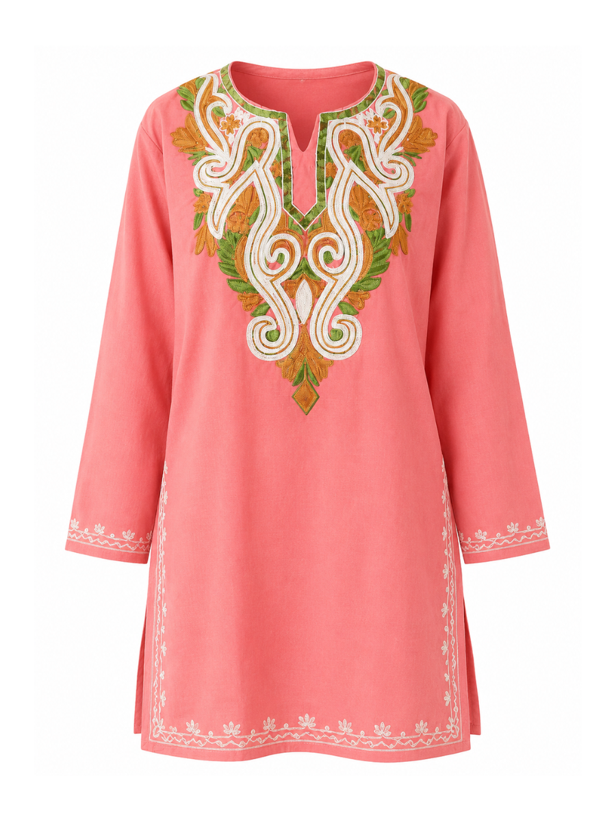 Noor : Aari embroidery summer kurti | Red Rose