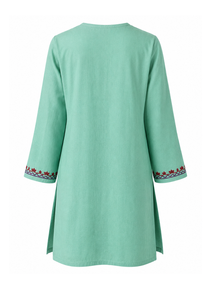Noor : Aari embroidery summer kurti | Ocean Teal