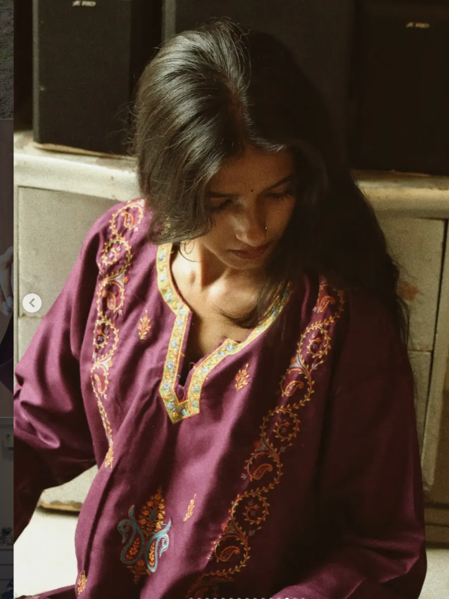 Noor : Sozni embroidery summer kurti | Dark purple