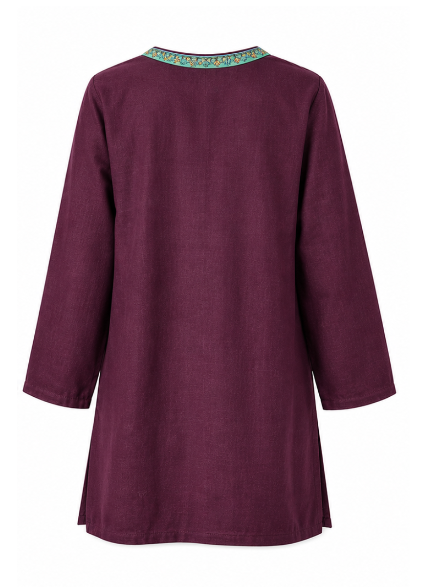 Noor : Sozni embroidery summer kurti | Dark purple