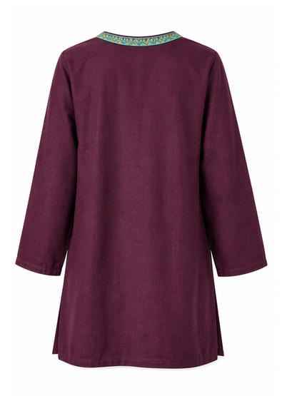 Noor : Sozni embroidery summer kurti | Dark purple