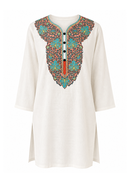 Noor : Aari embroidery summer kurti | White