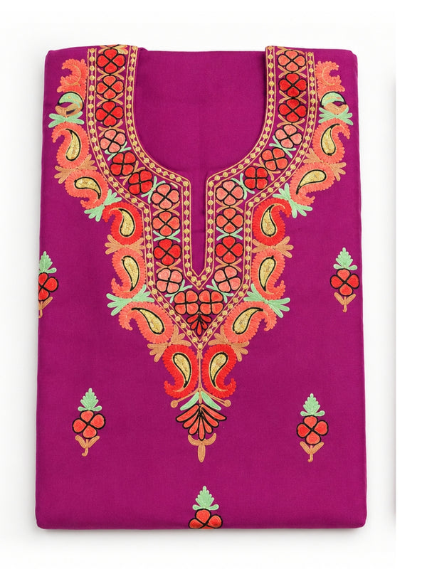 Kashmiri Botti Tilla 3 Piece Unstitched Suites | Pink