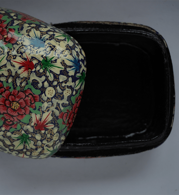 Beige Flower Paper Mache Box