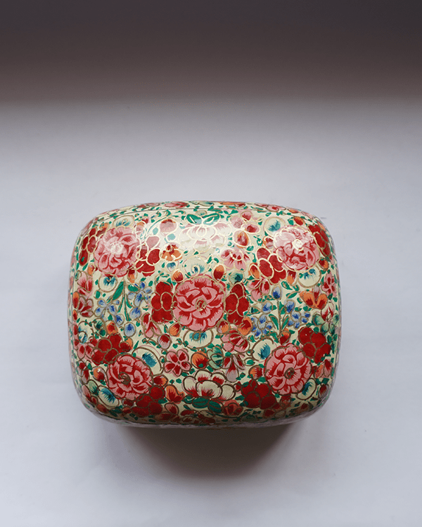 Pink Flower Paper Mache Box