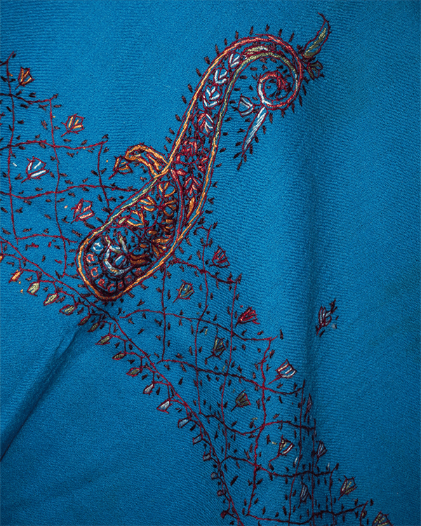 Iris Blue Hand Embroidered Rafal Shawls